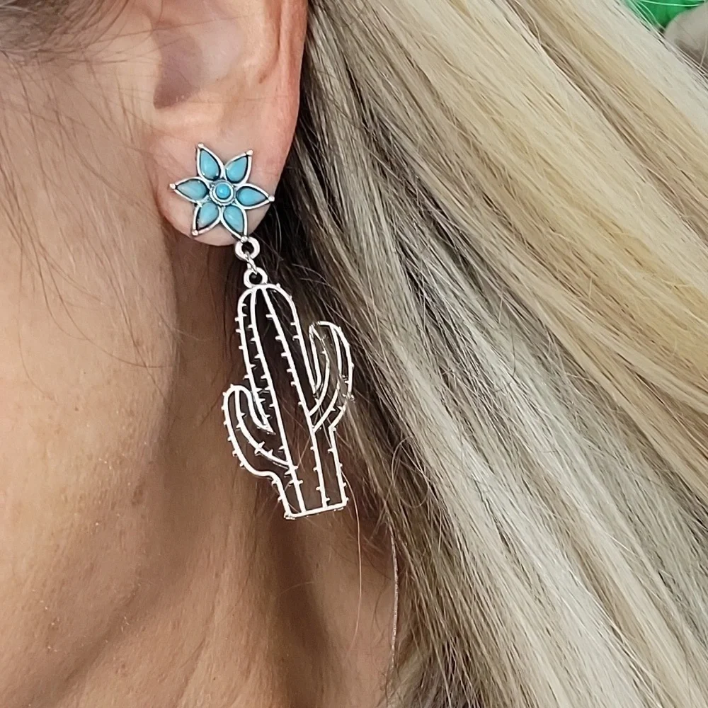 CACTUS FLOWER DROP EARRINGS